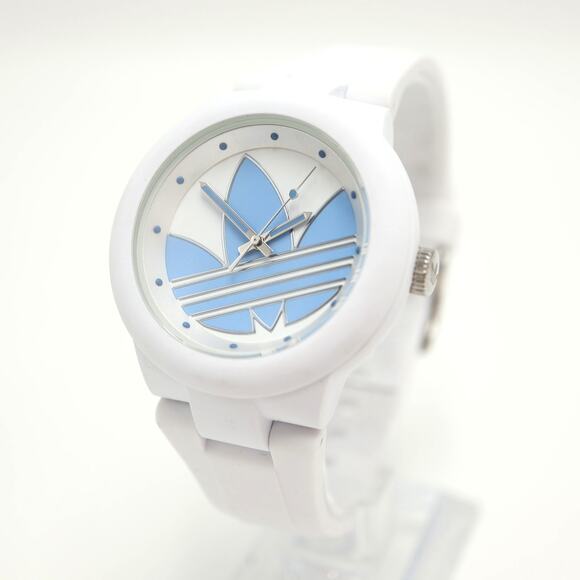 Adidas Original White Blue 41mm Analog Watch Silicone ADH3142 w New Battery - Picture 1 of 14
